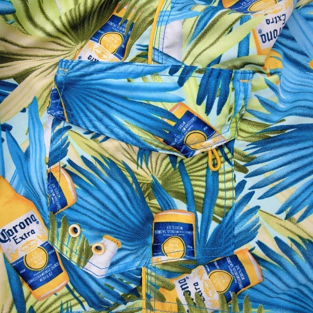 Corona Extra Beer Bottle Tropical Swim Trunks Board Shorts Mens Small Beach - Picture 4 of 12